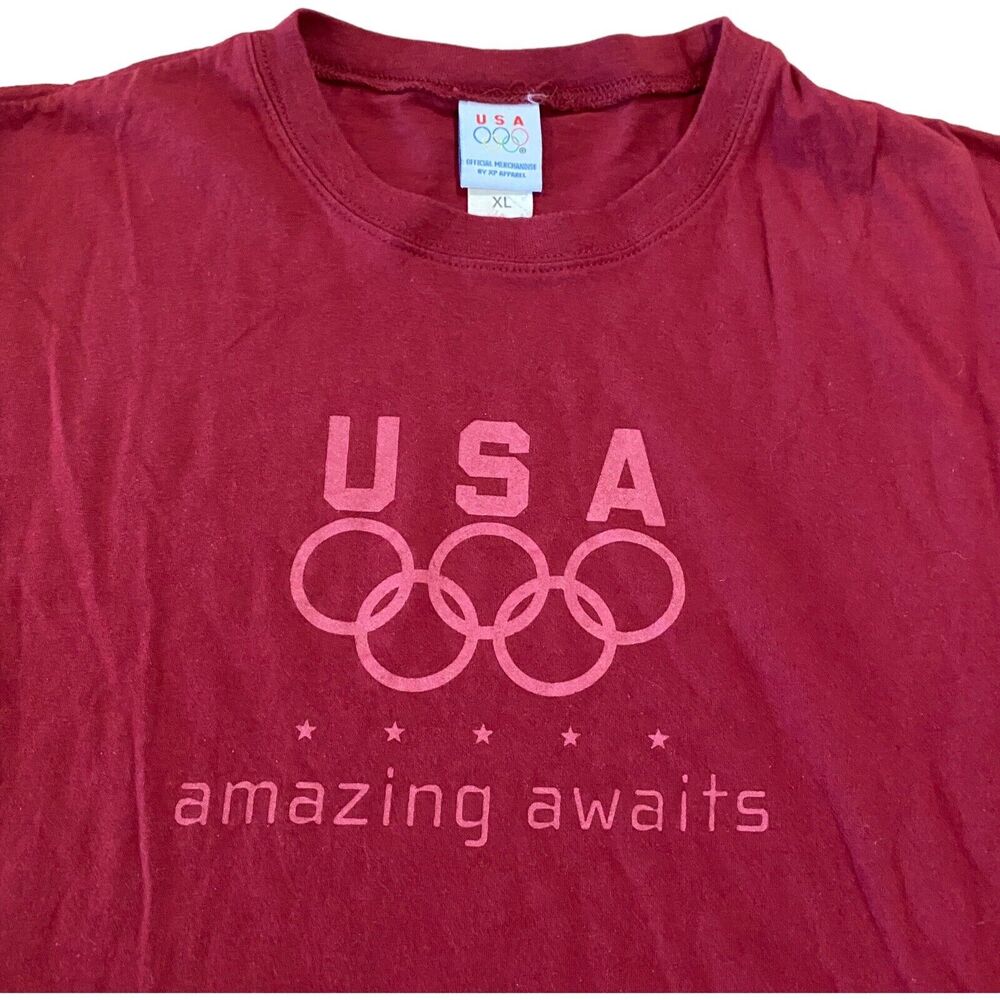 USA Olympics Shirt Mens Size Extra Large Red Long Sleeve Graphic Tee T XL